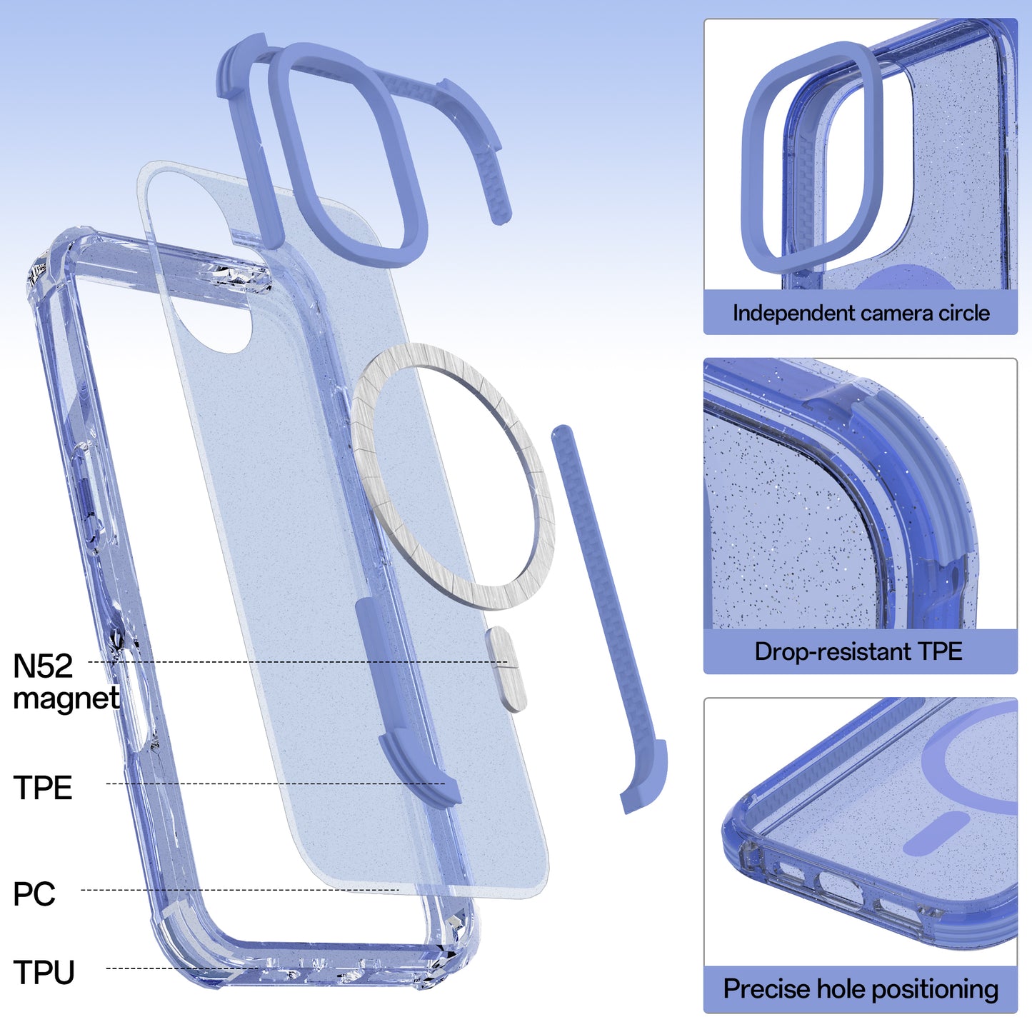 GLITTER MAGSAFE BLUE - IPHONE 16
