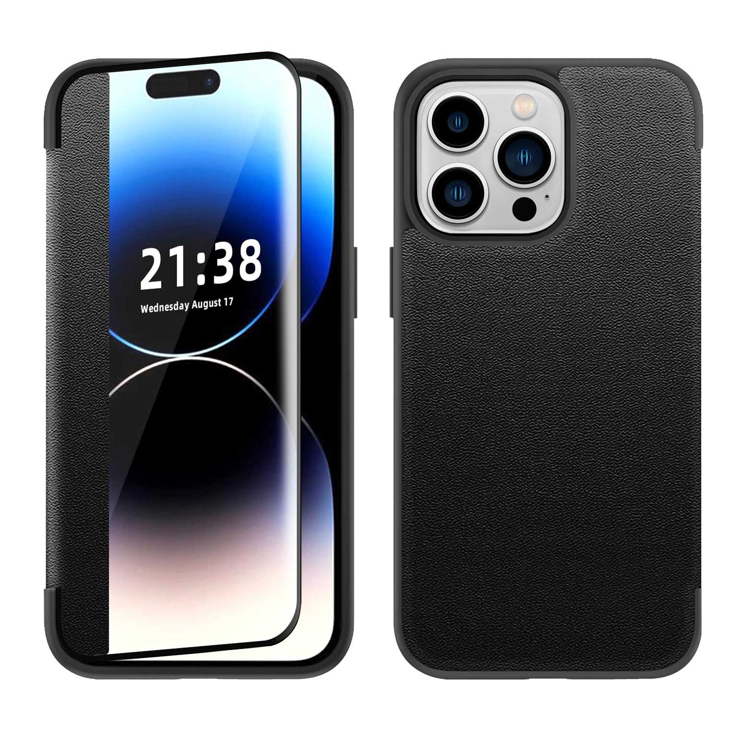 Leather Flap Case Black - iPhone 15