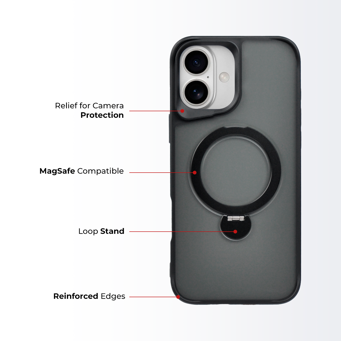 RUGGED 180 DEGREE MAGSAFE CASE BLACK - IPHONE 16