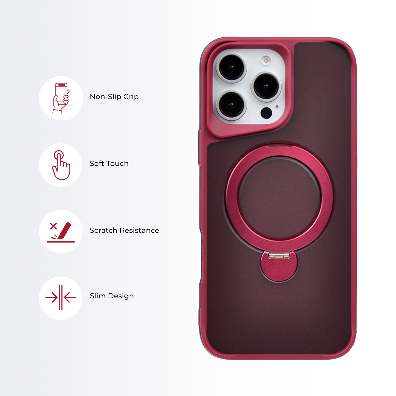 RUGGED 180 DEGREE MAGSAFE CASE RED - IPHONE 16 PRO
