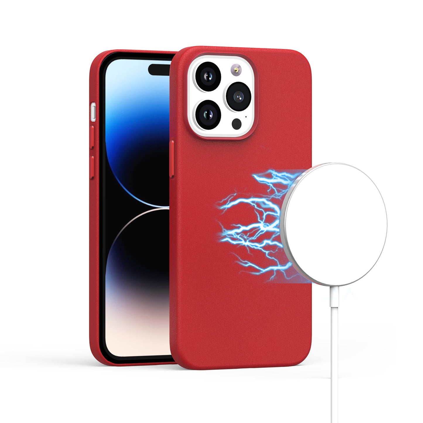Leather with Magnetic Circle Burgundy - iPhone 15