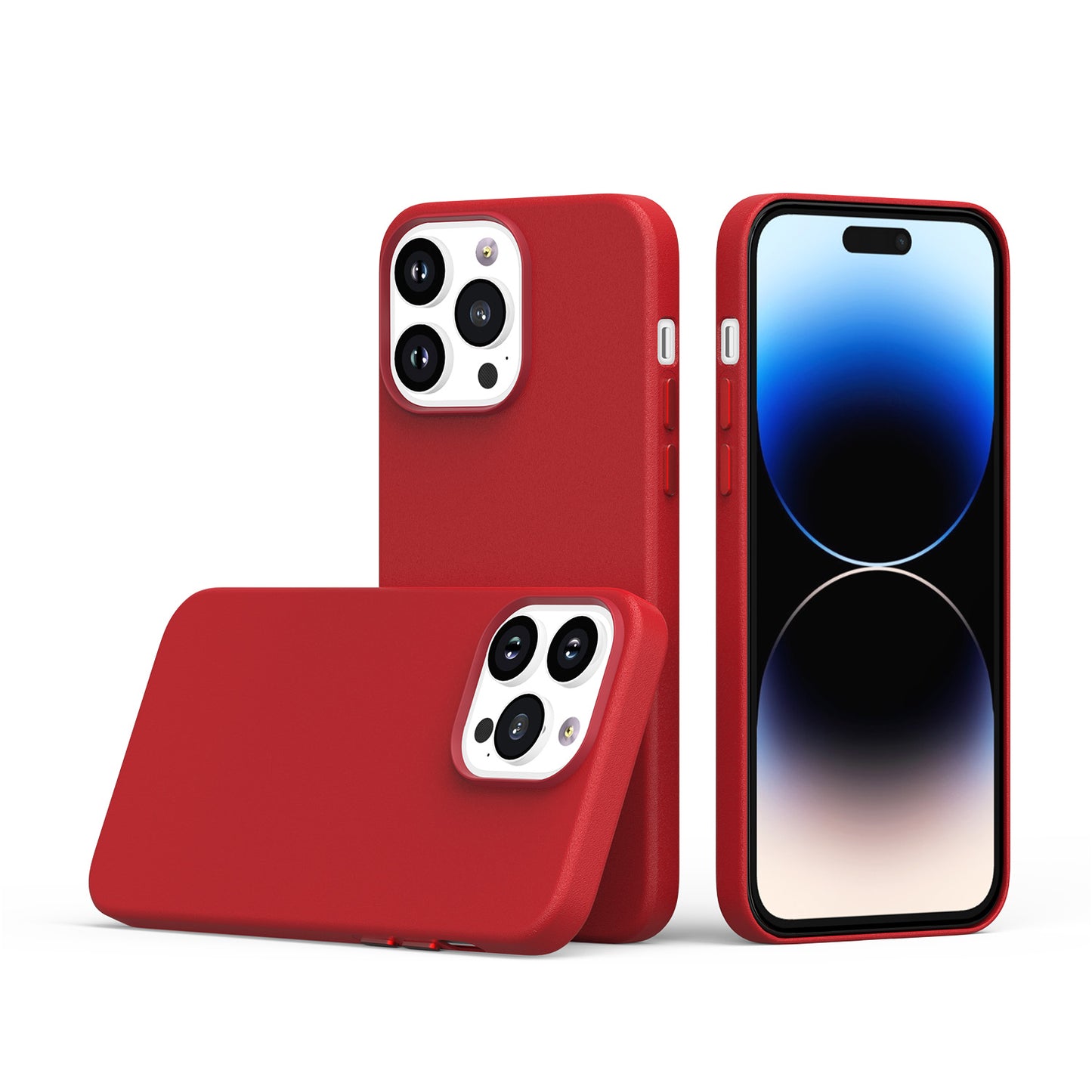 Leather with Magnetic Circle Burgundy - iPhone 15