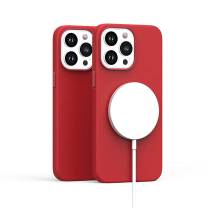 Leather with Magnetic Circle Burgundy - iPhone 15