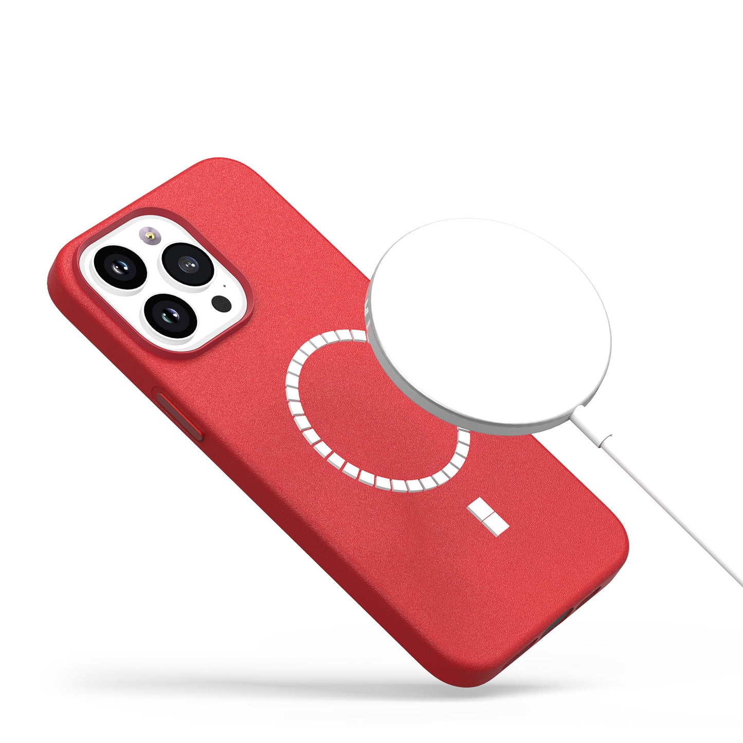 Leather with Magnetic Circle Burgundy - iPhone 15