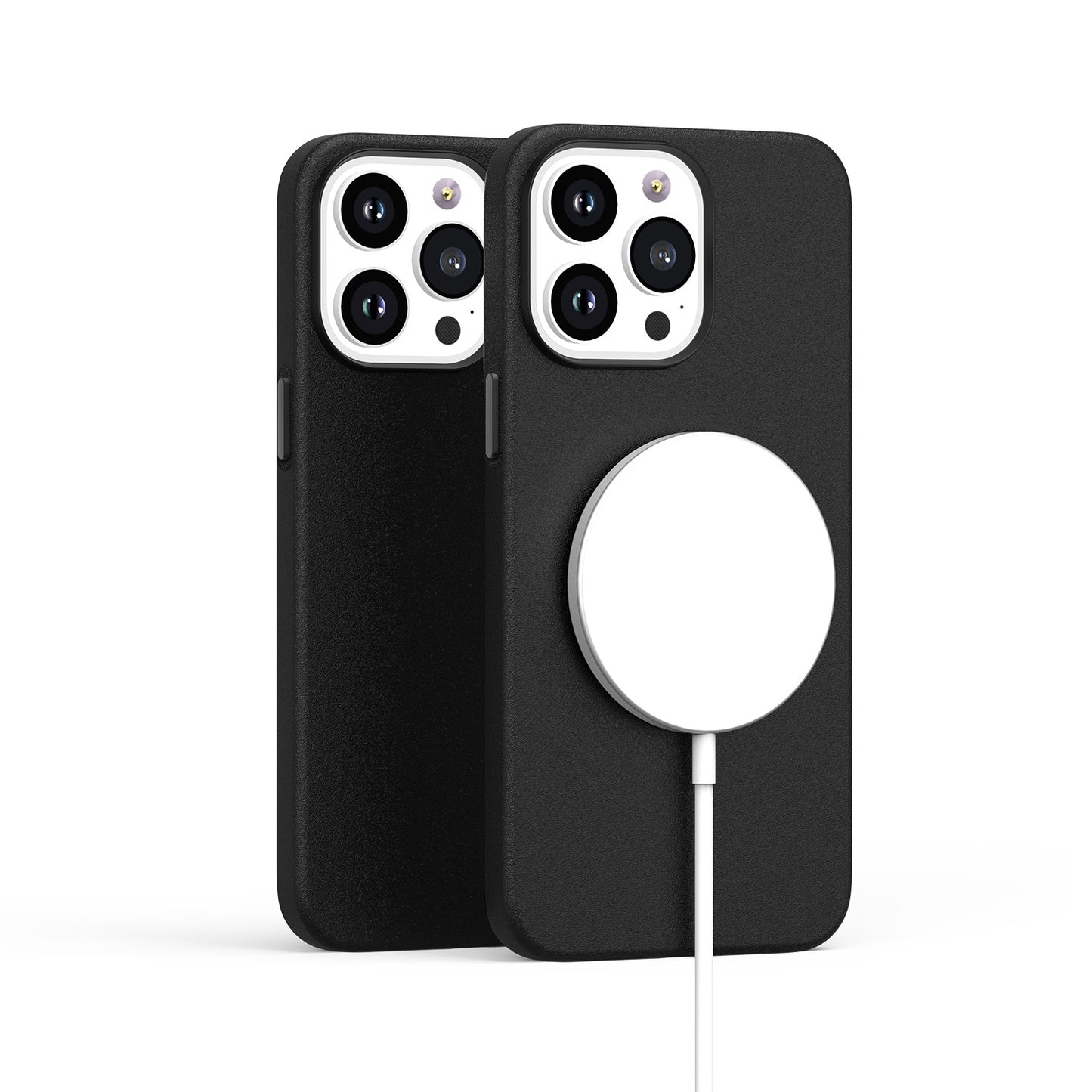 Leather with Magnetic Circle Black - iPhone 15